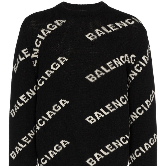 Balenciaga Sweaters - BALENCIAGA ALLOVER LOGO CREWNECK